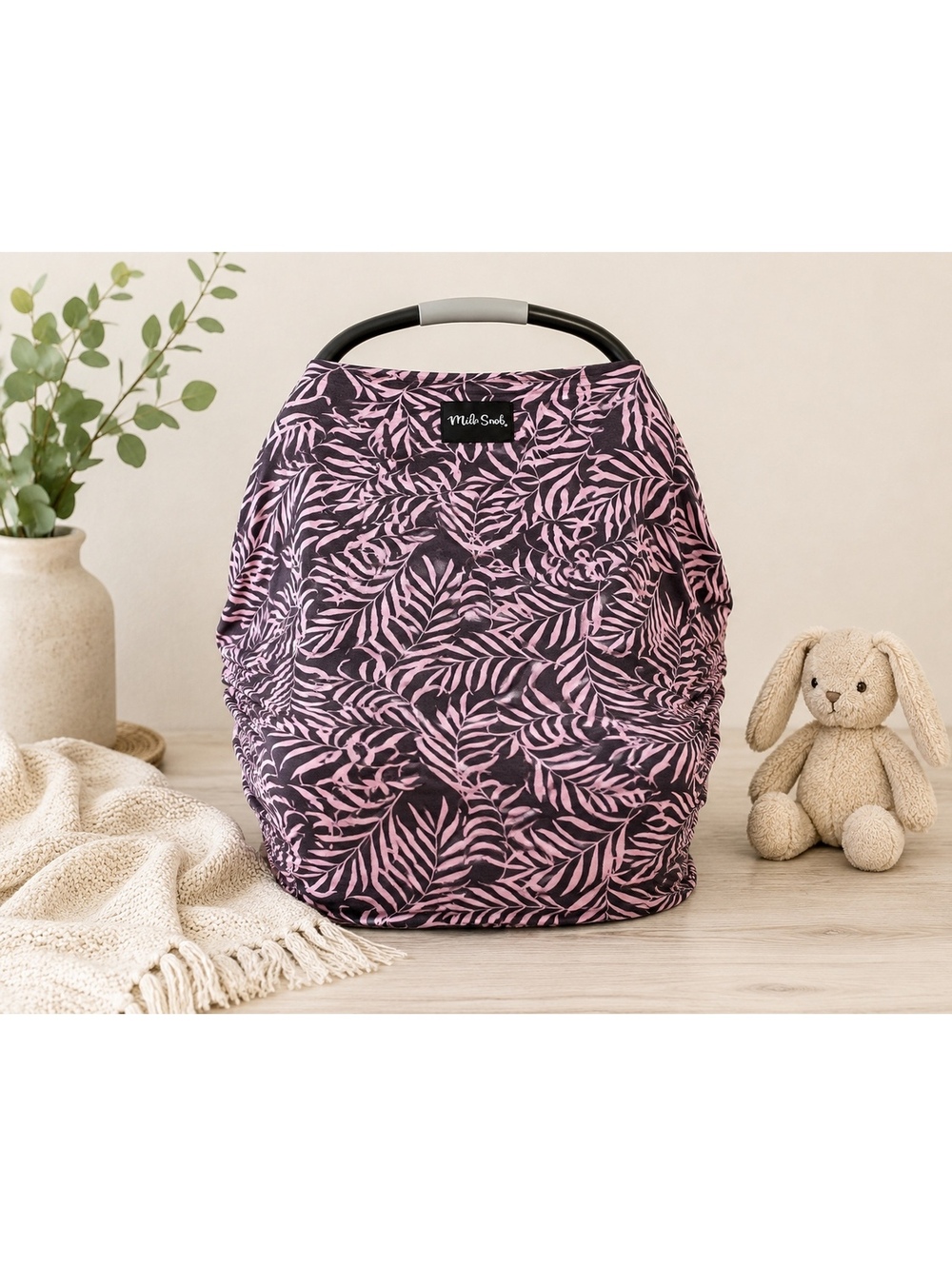 Milk Snob Pink Palm Leaf 5-in-1 Infant Car Seat Nursing Cover